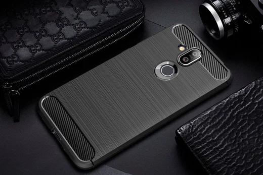 Nokia 8.1 Geborsteld TPU Hoesje Zwart afbeelding 2