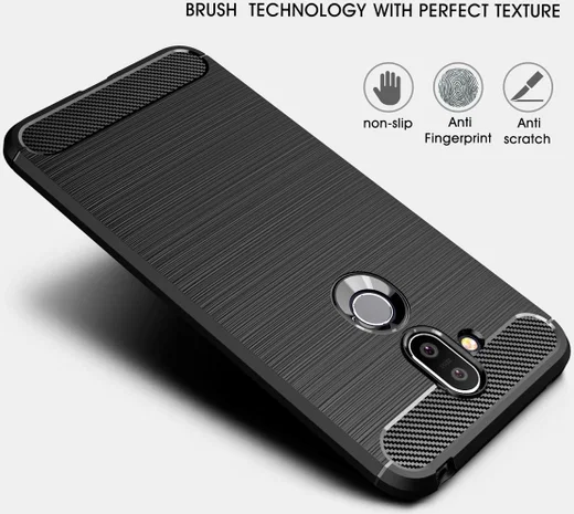 Nokia 8.1 Geborsteld TPU Hoesje Zwart afbeelding 7