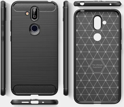 Nokia 8.1 Geborsteld TPU Hoesje Zwart afbeelding 9