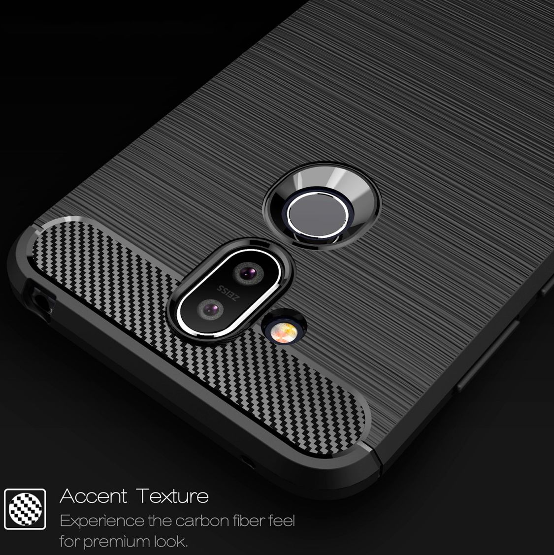 Nokia 8.1 Geborsteld TPU Hoesje Blauw afbeelding 10