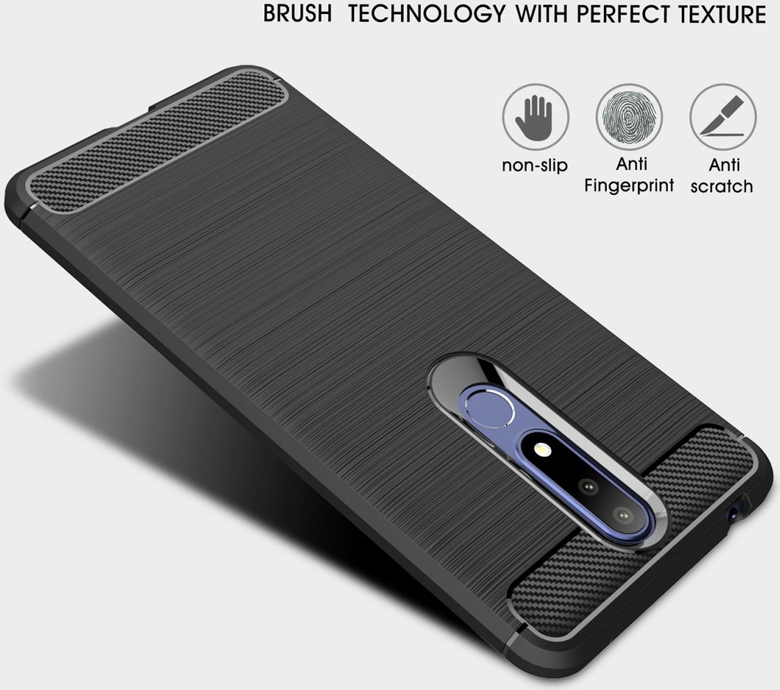 Nokia 3.1 Plus Geborsteld TPU Hoesje Zwart afbeelding 6