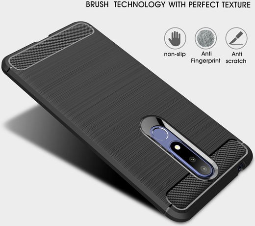 Nokia 3.1 Plus Geborsteld TPU Hoesje Zwart afbeelding 6