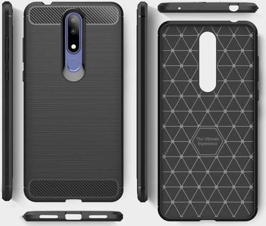 Nokia 3.1 Plus Geborsteld TPU Hoesje Zwart afbeelding 8
