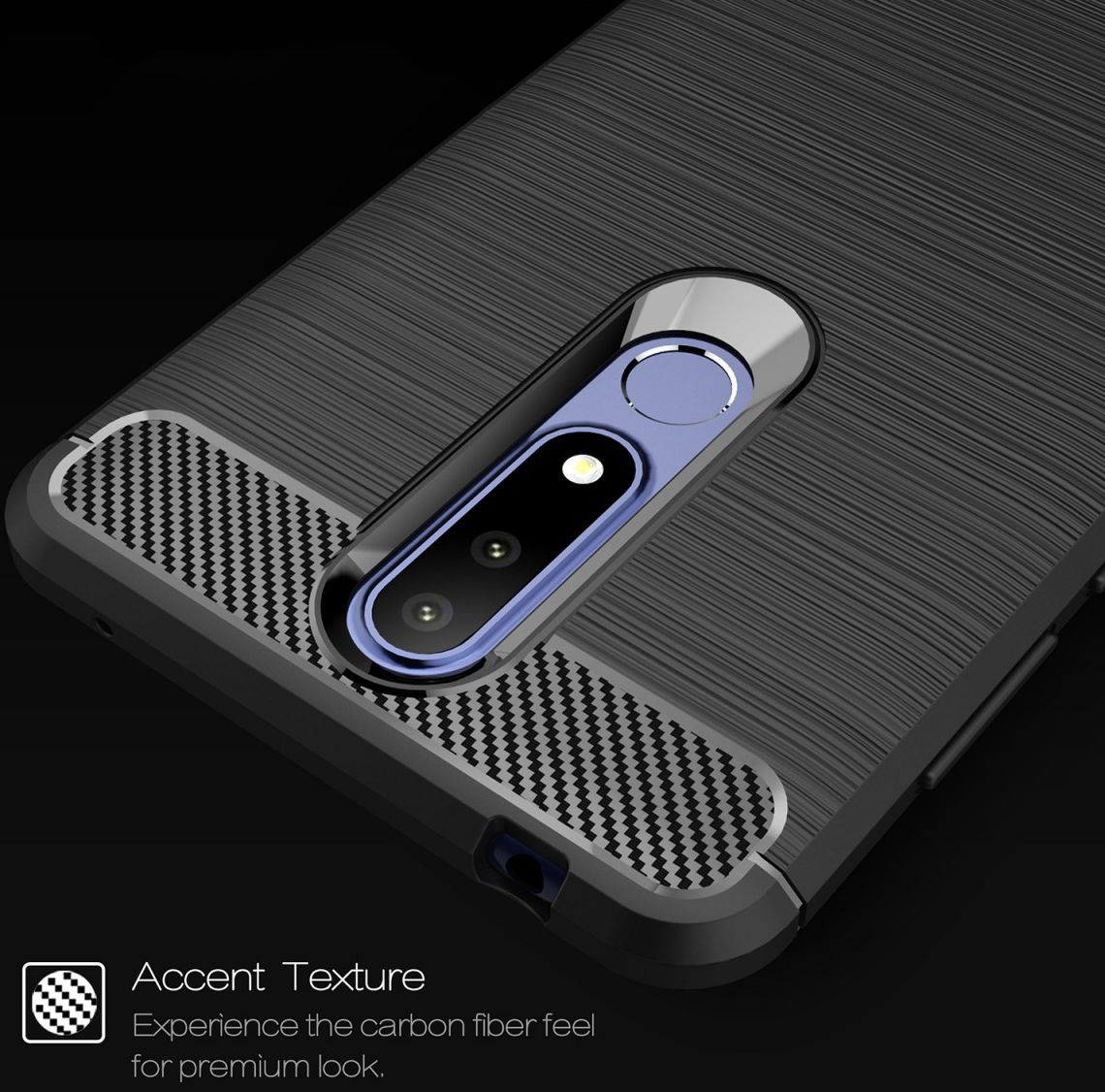 Nokia 3.1 Plus Geborsteld TPU Hoesje Zwart afbeelding 9