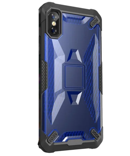 Apple iPhone XS Max Hybride Back Cover Zwart / Blauw afbeelding 2