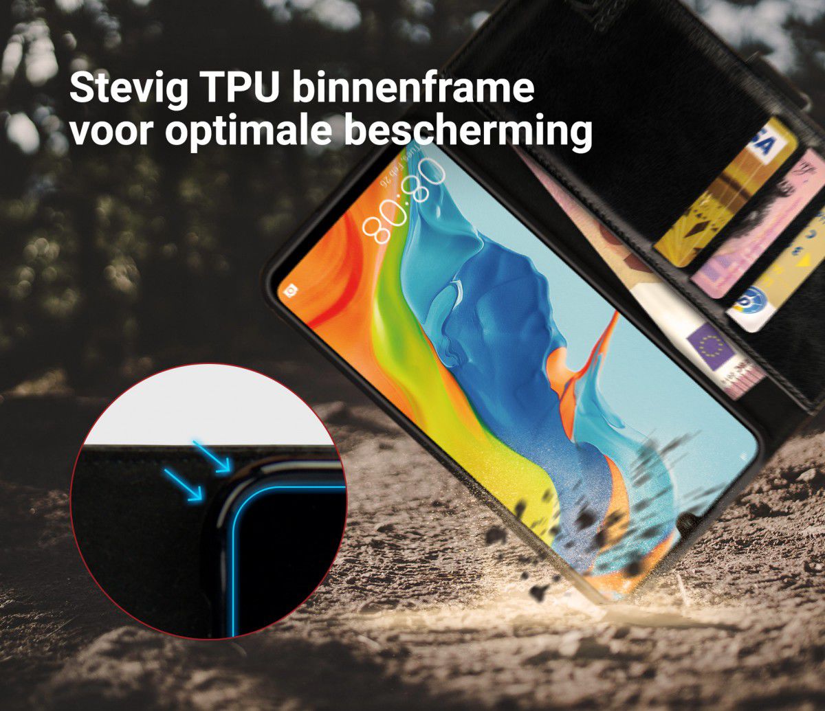 Rosso Element Huawei P30 Lite Hoesje Book Cover Zwart afbeelding 6