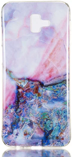Samsung Galaxy J6 Plus TPU Hoesje met Marmer Opdruk Blauw afbeelding 1