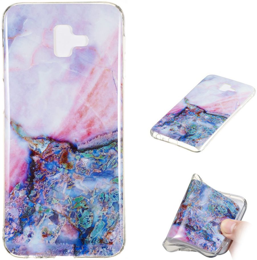 Samsung Galaxy J6 Plus TPU Hoesje met Marmer Opdruk Blauw afbeelding 5