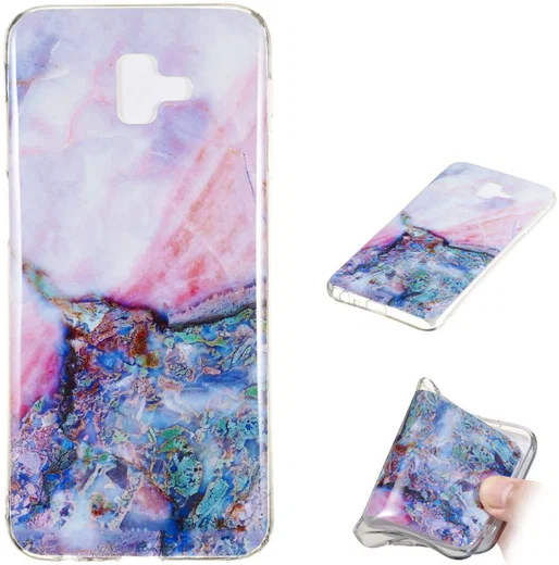 Samsung Galaxy J6 Plus TPU Hoesje met Marmer Opdruk Blauw afbeelding 5