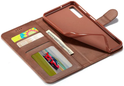 Samsung Galaxy A7 (2018) Stijlvol Portemonnee Bookcase Hoesje Coffee afbeelding 5