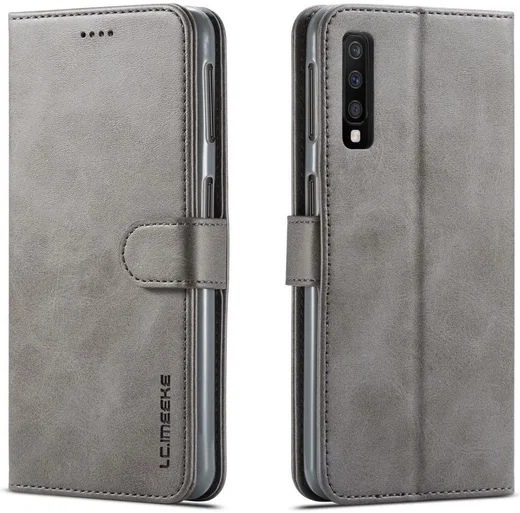 Samsung Galaxy A7 (2018) Stijlvol Portemonnee Bookcase Hoesje Grijs afbeelding 4