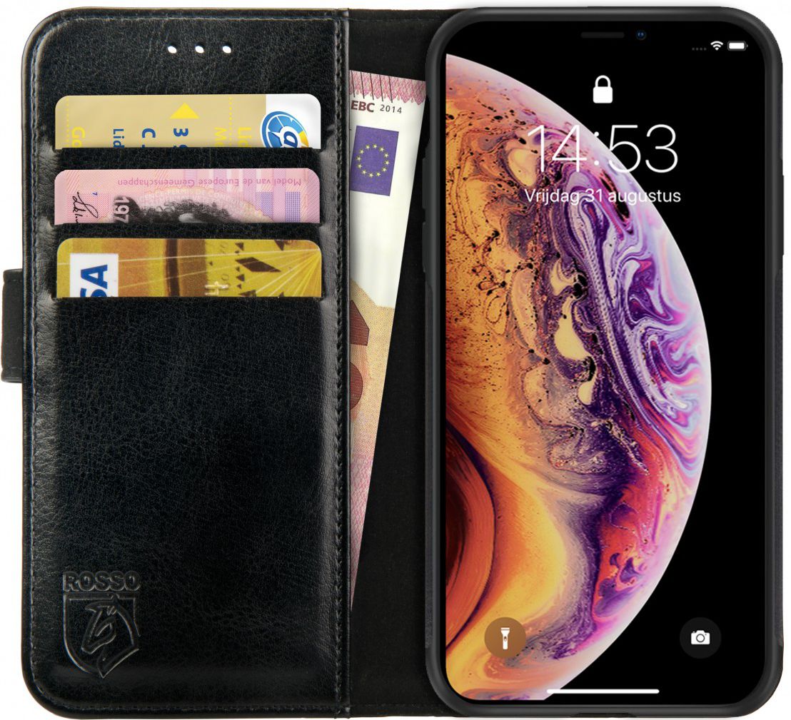 Rosso Element Apple iPhone XS / X Hoesje Book Cover Zwart afbeelding 1