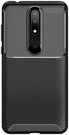 Nokia 3.1 Plus Siliconen Carbon Hoesje Zwart afbeelding 2