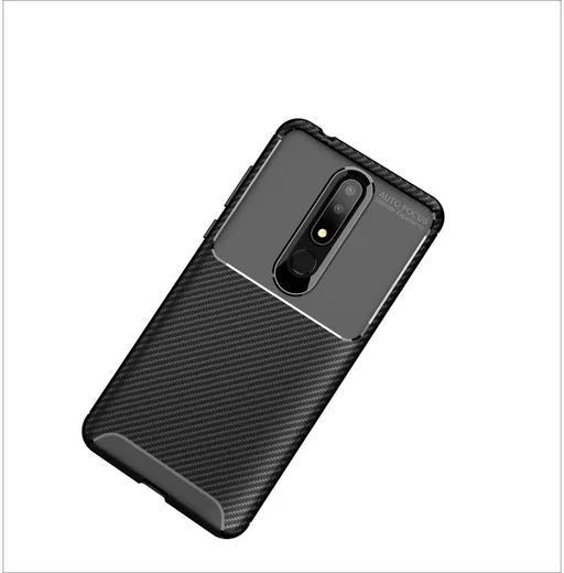 Nokia 3.1 Plus Siliconen Carbon Hoesje Zwart afbeelding 4
