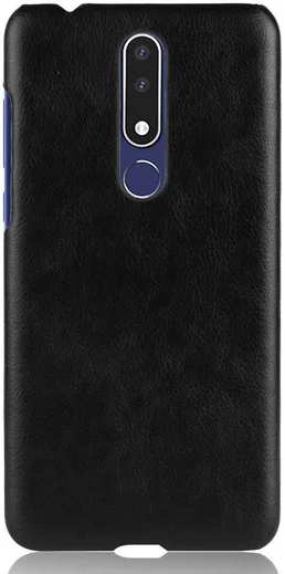 Nokia 3.1 Plus Hoesje met Kunstleer Coating Zwart afbeelding 1