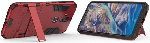 Nokia 8.1 Hybride Hoesje met Standaard Rood afbeelding 3