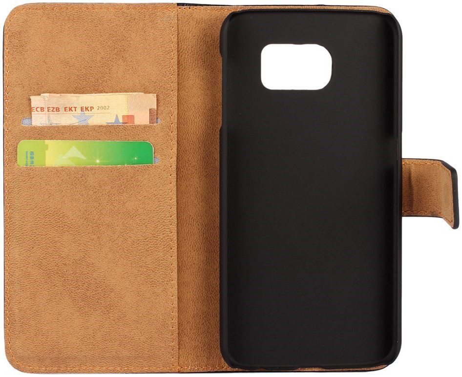 Echt Leren Samsung Galaxy S6 Hoesje Zwart afbeelding 2