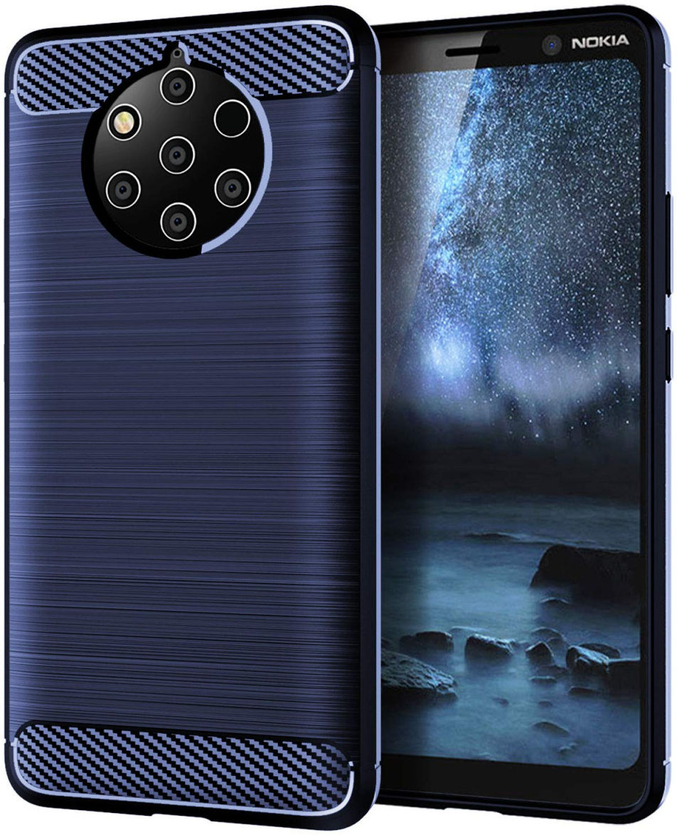 Nokia 9 PureView Geborsteld TPU Hoesje Blauw afbeelding 1