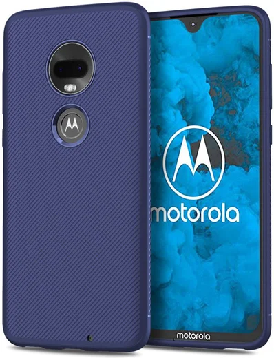 Motorola moto G7 Twill Slim Texture Back Cover Blauw afbeelding 1