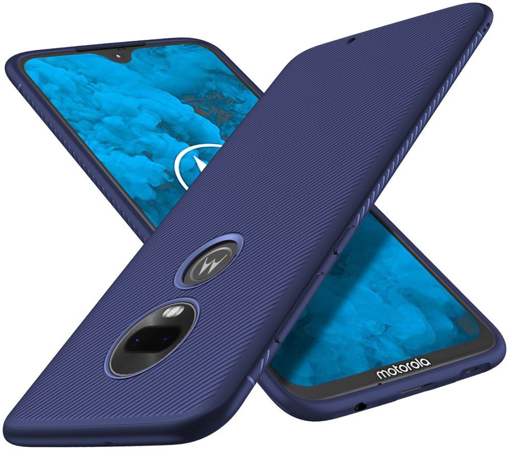 Motorola moto G7 Twill Slim Texture Back Cover Blauw afbeelding 4