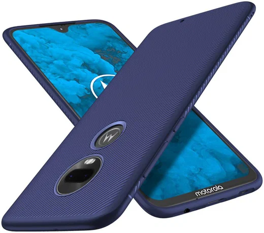Motorola moto G7 Twill Slim Texture Back Cover Blauw afbeelding 4