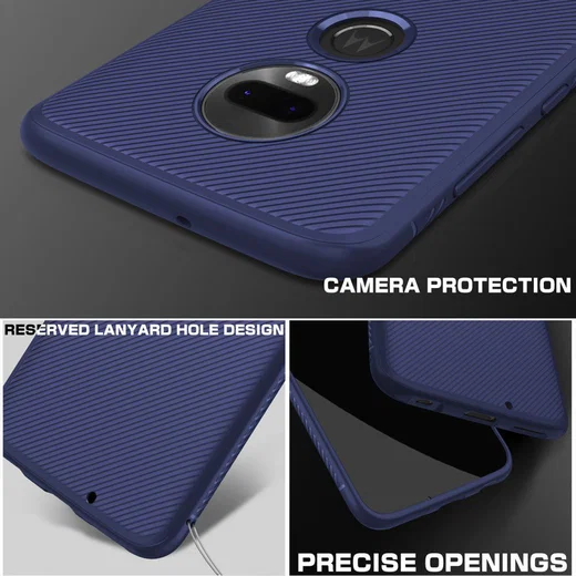 Motorola moto G7 Twill Slim Texture Back Cover Blauw afbeelding 6