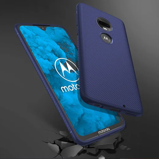 Motorola moto G7 Twill Slim Texture Back Cover Blauw afbeelding 8