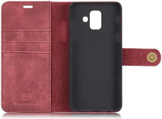 Samsung Galaxy A6 Leren 2-in-1 Bookcase en Back Cover Hoesje Rood afbeelding 11