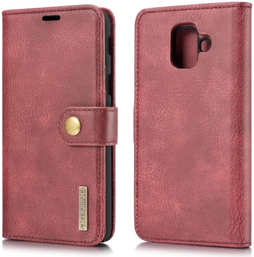 Samsung Galaxy A6 Leren 2-in-1 Bookcase en Back Cover Hoesje Rood afbeelding 12