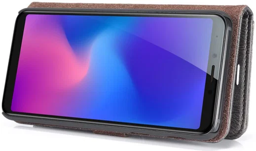 Samsung Galaxy A6 Plus Leren 2-in-1 Bookcase en Back Cover Grijs afbeelding 7