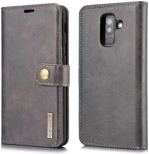 Samsung Galaxy A6 Plus Leren 2-in-1 Bookcase en Back Cover Grijs afbeelding 11