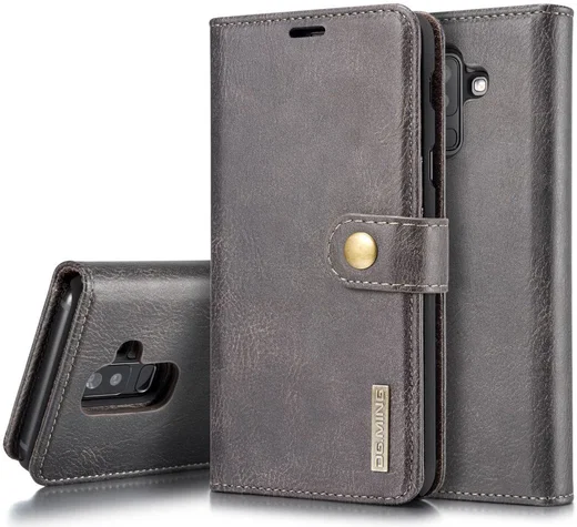 Samsung Galaxy A6 Plus Leren 2-in-1 Bookcase en Back Cover Grijs afbeelding 12
