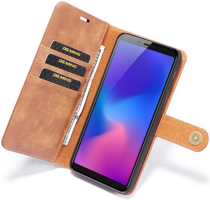 Samsung Galaxy A6 Plus Leren 2-in-1 Bookcase en Back Cover Bruin afbeelding 4