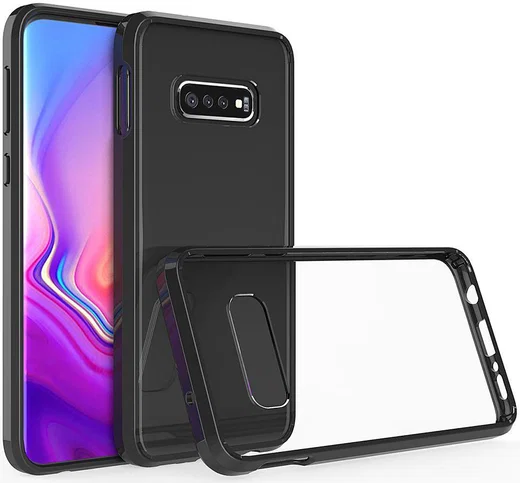 Samsung Galaxy S10E Hoesje Armor Back Cover Transparant Zwart afbeelding 1