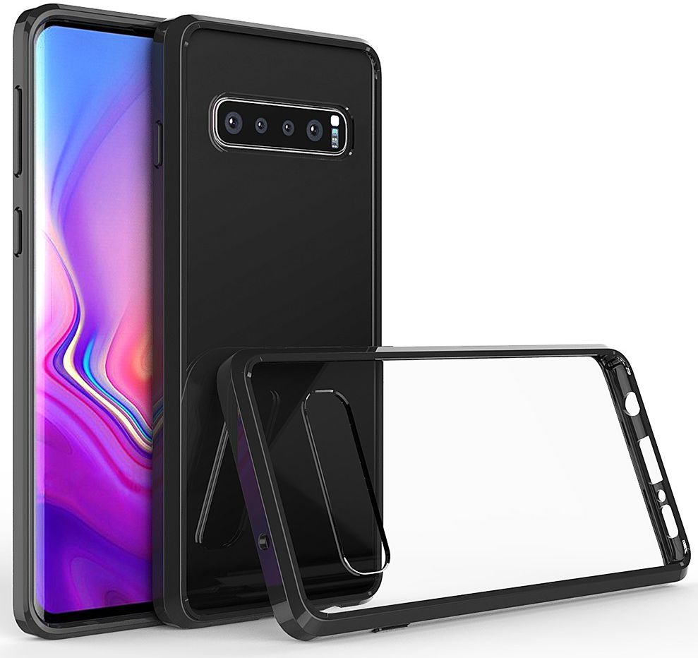 Samsung Galaxy S10 Hoesje Armor Back Cover Transparant Zwart afbeelding 1