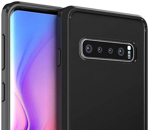 Samsung Galaxy S10 Hoesje Armor Back Cover Transparant Zwart afbeelding 2