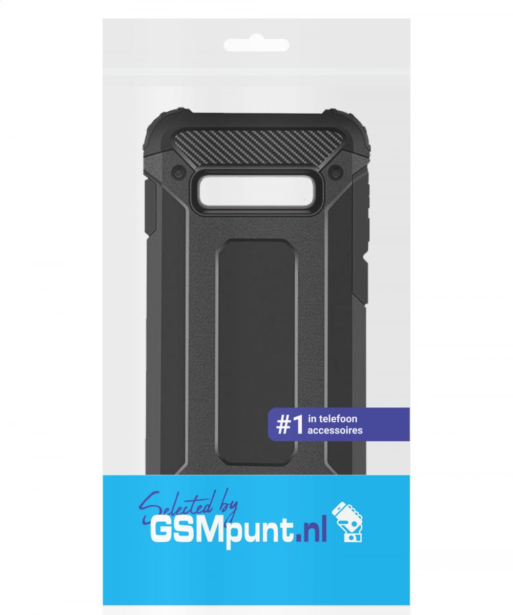 Samsung Galaxy S10 Hoesje Shock Proof Hybride Back Cover Zwart afbeelding 2
