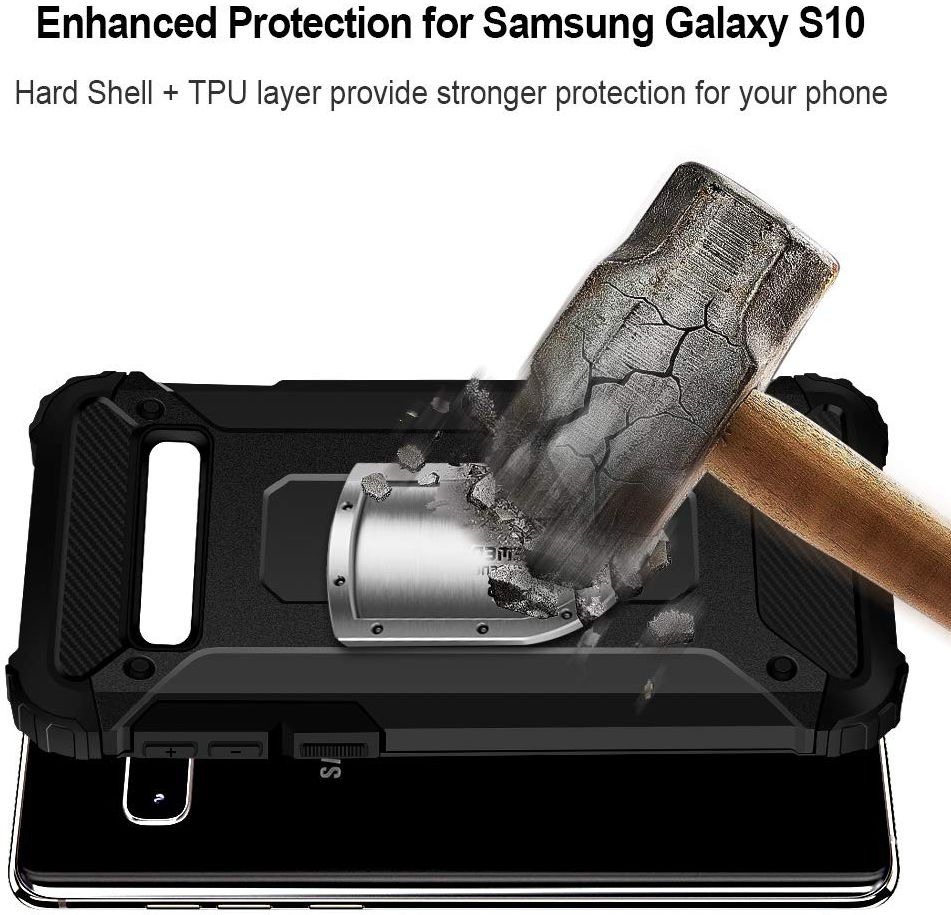 Samsung Galaxy S10 Hoesje Shock Proof Hybride Back Cover Zwart afbeelding 8