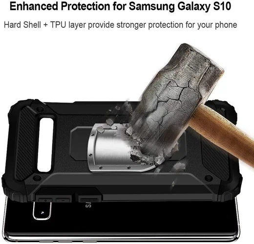 Samsung Galaxy S10 Hoesje Shock Proof Hybride Back Cover Zwart afbeelding 8