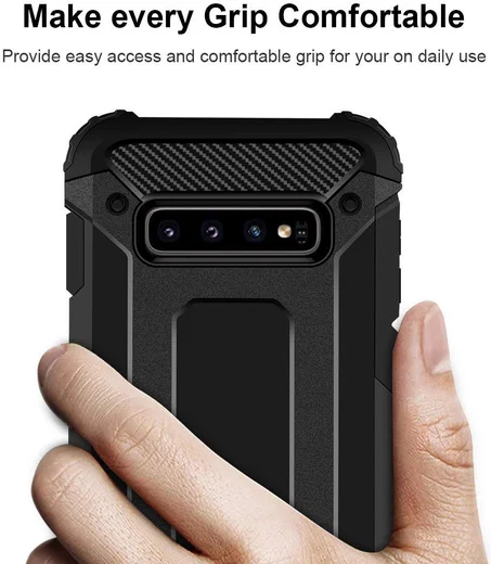 Samsung Galaxy S10 Hoesje Shock Proof Hybride Back Cover Zwart afbeelding 4