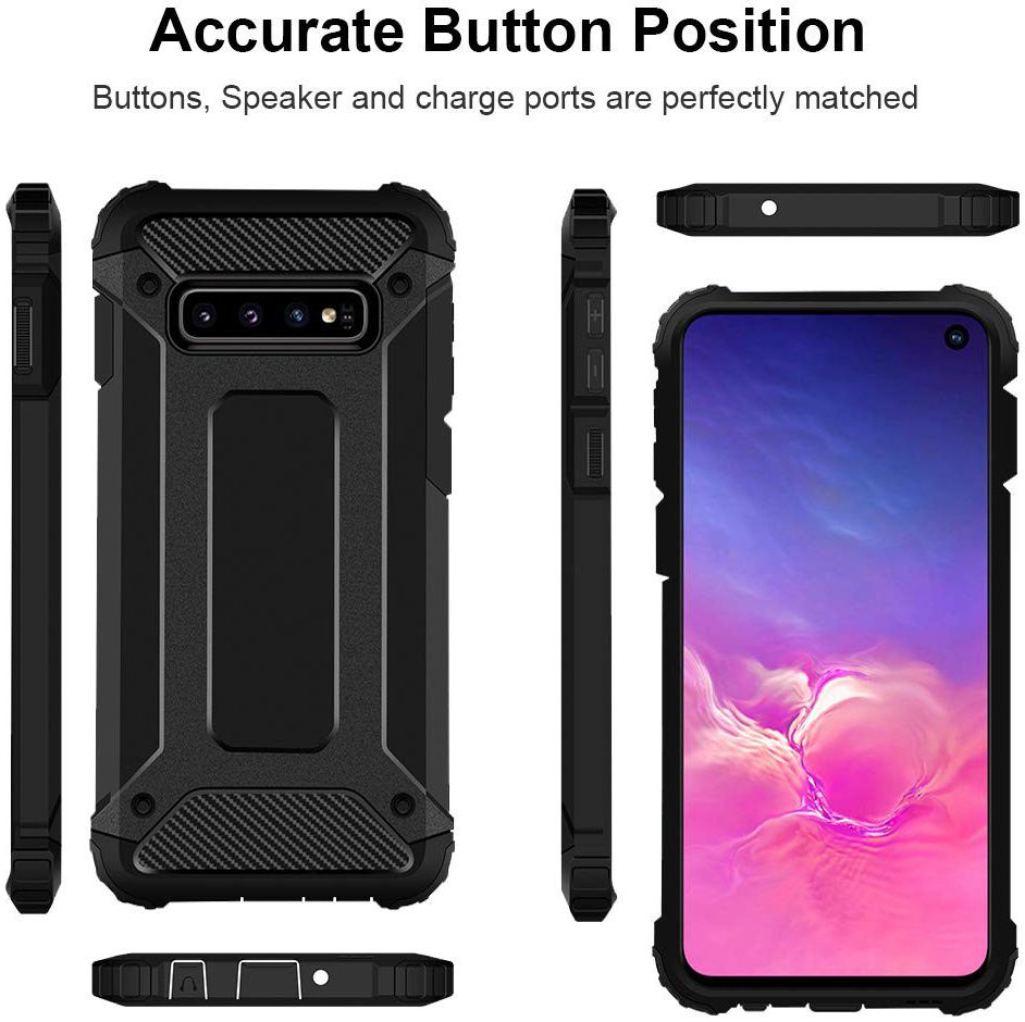 Samsung Galaxy S10 Hoesje Shock Proof Hybride Back Cover Zwart afbeelding 7