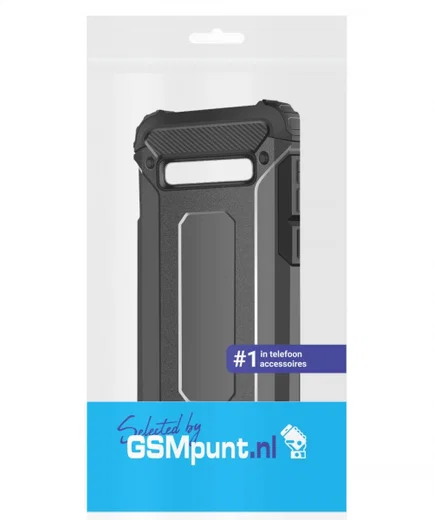 Samsung Galaxy S10 Plus Hoesje Shock Proof Hybride Back Cover Zwart afbeelding 2