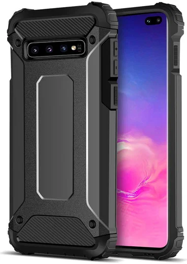 Samsung Galaxy S10 Plus Hoesje Shock Proof Hybride Back Cover Zwart afbeelding 1