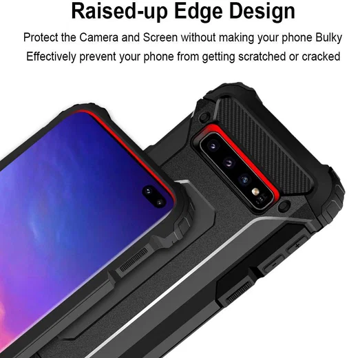 Samsung Galaxy S10 Plus Hoesje Shock Proof Hybride Back Cover Zwart afbeelding 5