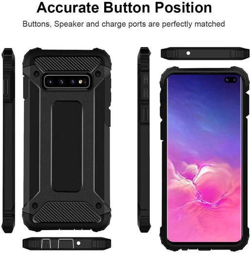 Samsung Galaxy S10 Plus Hoesje Shock Proof Hybride Back Cover Zwart afbeelding 6