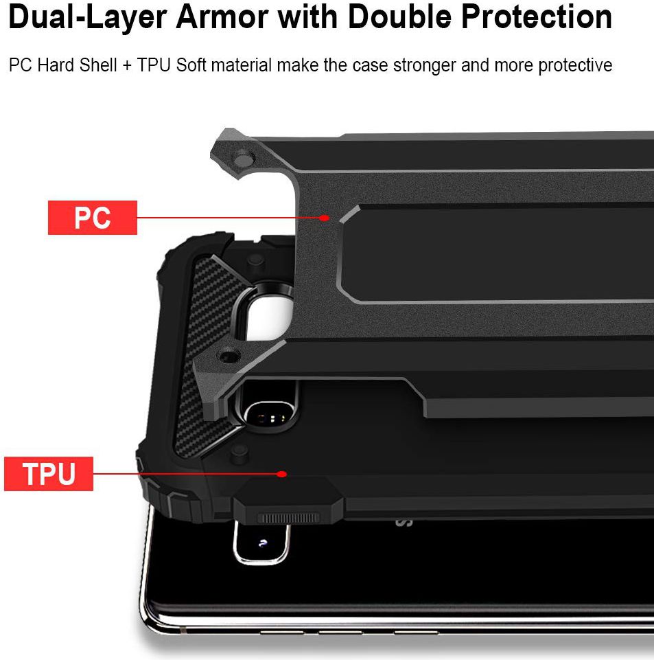Samsung Galaxy S10 Plus Hoesje Shock Proof Hybride Back Cover Zwart afbeelding 8