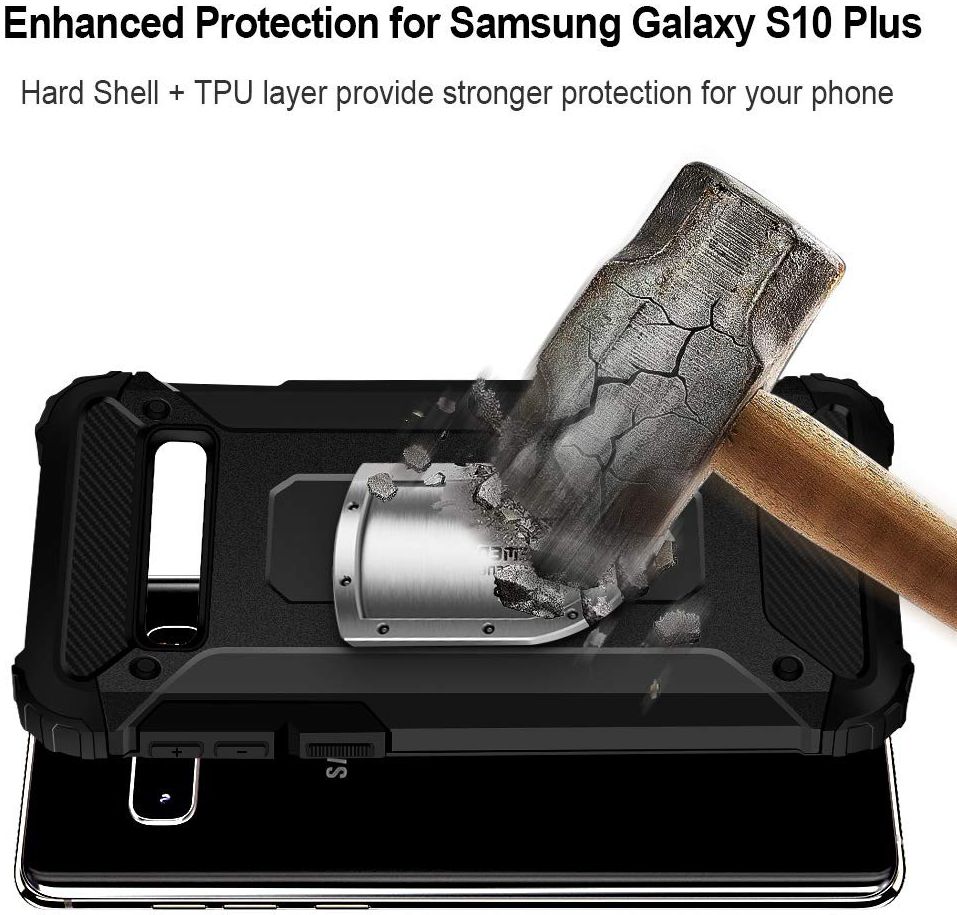 Samsung Galaxy S10 Plus Hoesje Shock Proof Hybride Back Cover Zwart afbeelding 9