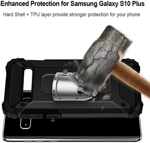 Samsung Galaxy S10 Plus Hoesje Shock Proof Hybride Back Cover Zwart afbeelding 9
