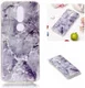 Nokia 7.1 Marmer Print TPU Hoesje Blauw afbeelding 2