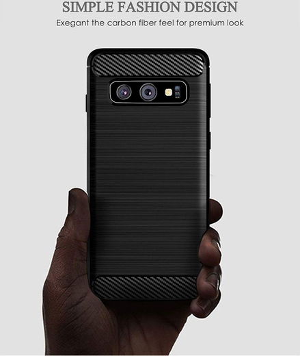 Samsung Galaxy S10E Geborsteld TPU Hoesje Zwart afbeelding 6